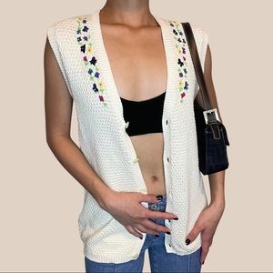 Vintage floral knit cardigan